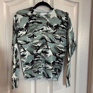 Calvin Klein Green Camouflage Knit Top